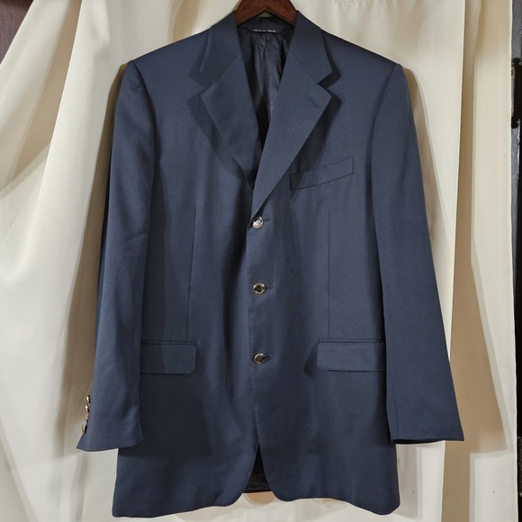 Canali Italy 100% Wool Dark Navy 1 Piece Suit Blazer 54L 13320/00 Gold Buttons - Picture 6 of 12